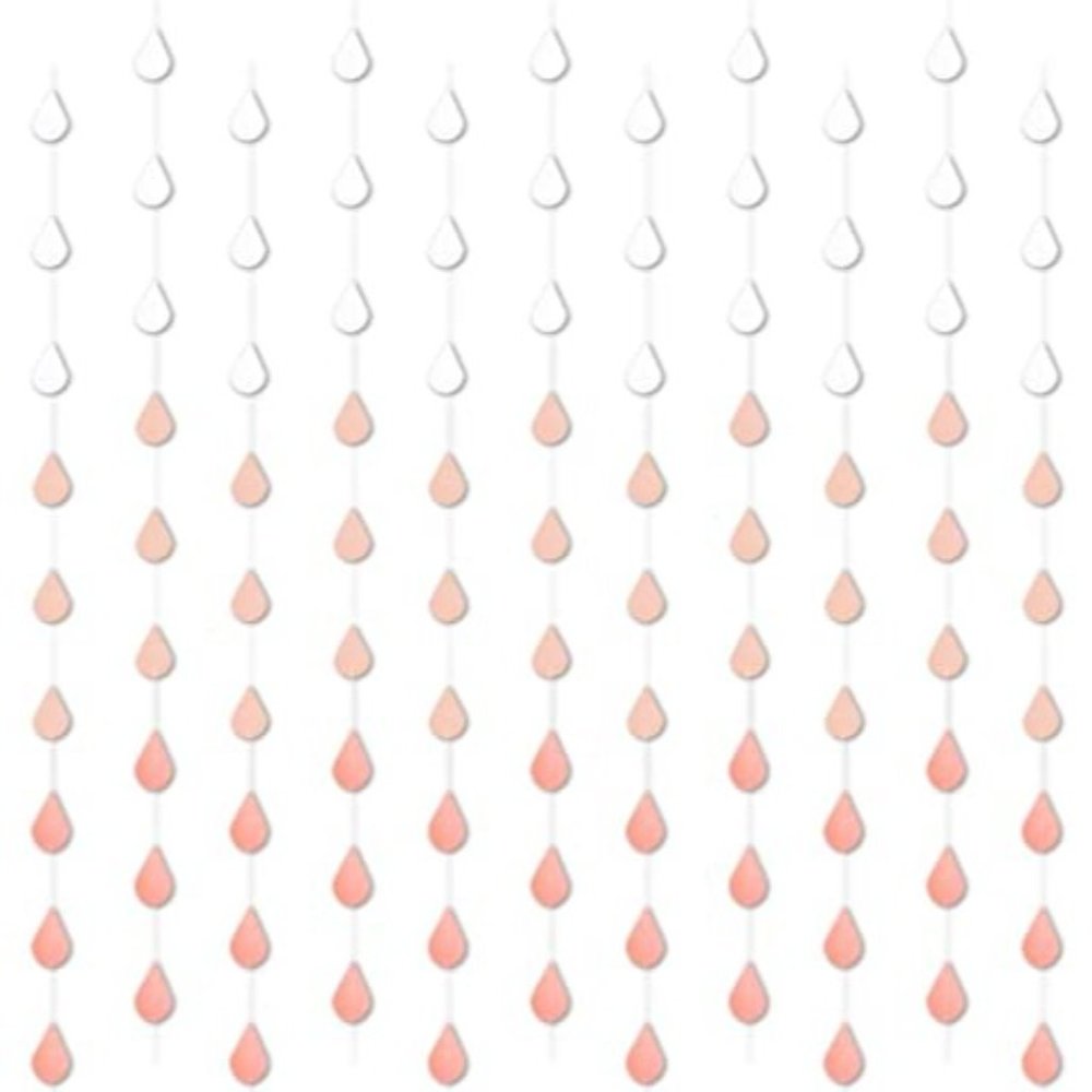 AQUEENLY Raindrop Garland, 16 PCS Gradual Pink Color Raindrop Paper Garland, Nur